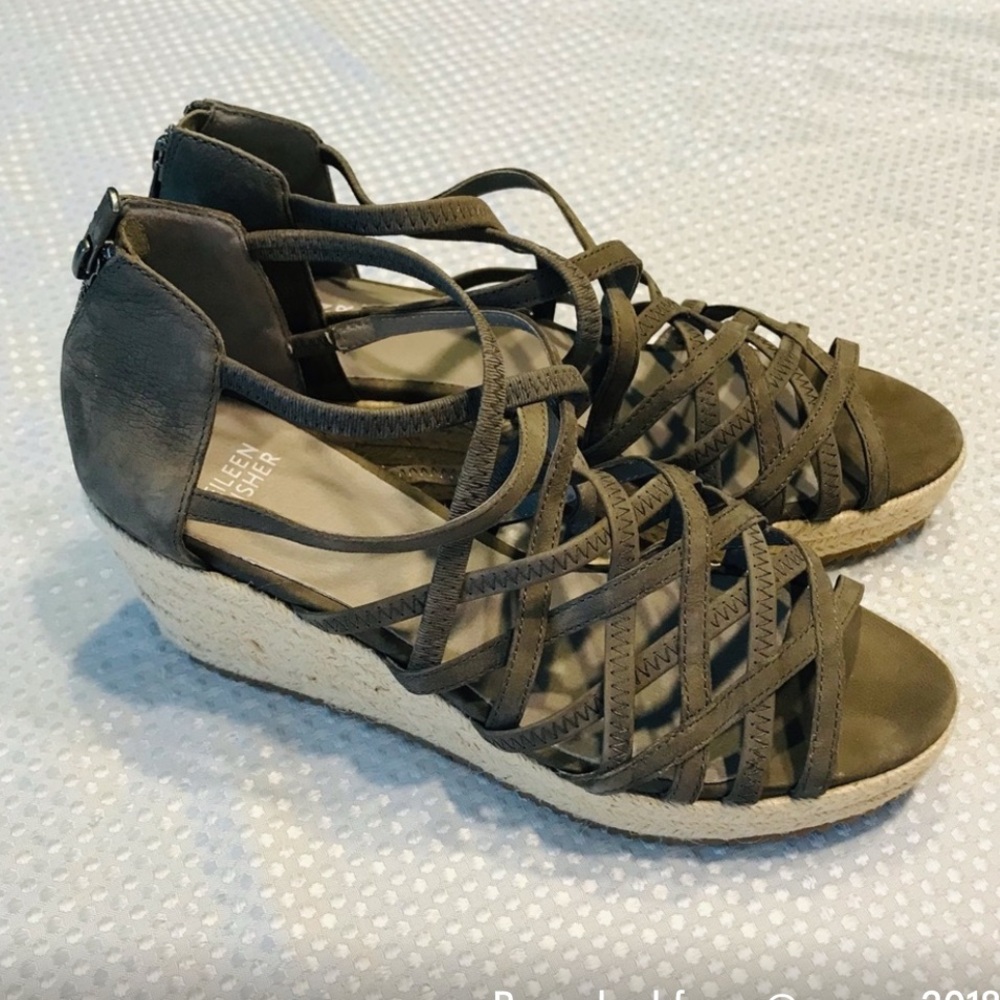 Eileen Fisher Cagey Espadrilles Leather Women's Size 9.5